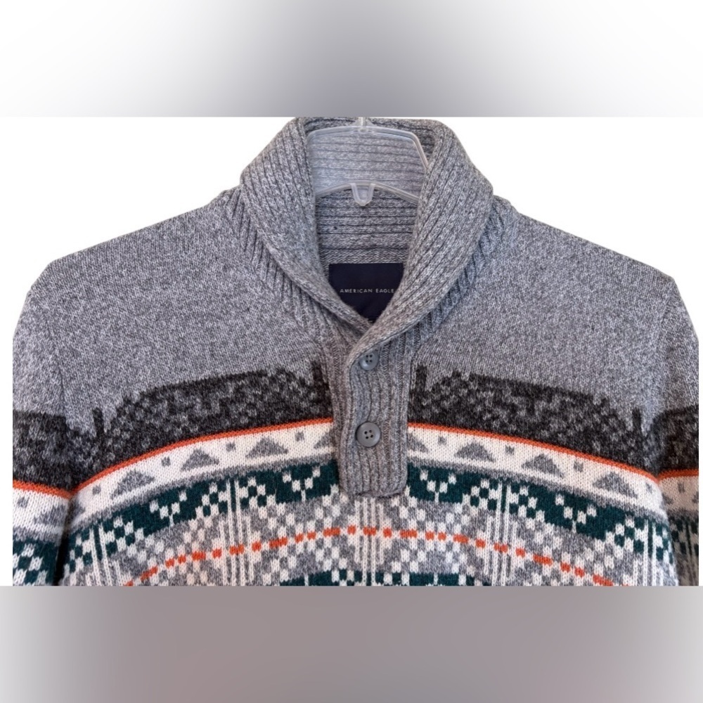 American Eagle Gray S Fair Isle Sweater - Picture 4 of 8
